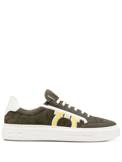 Ferragamo Gancini-logo Low-top Sneakers In Green