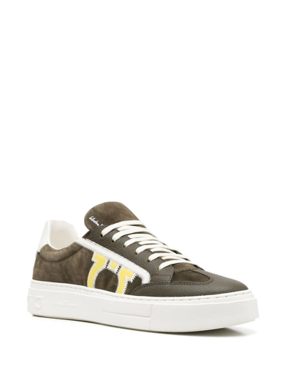 Ferragamo Gancini-logo Low-top Sneakers In Green