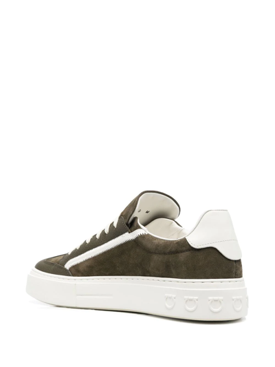 Ferragamo Gancini-logo Low-top Sneakers In Green