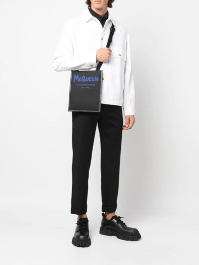 Alexander Mcqueen Logo-print Messenger Bag In Black