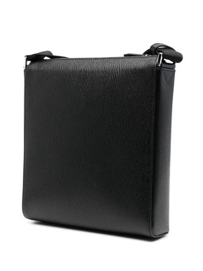Shop Ferragamo Logo-plaque Leather Messenger Bag In Black