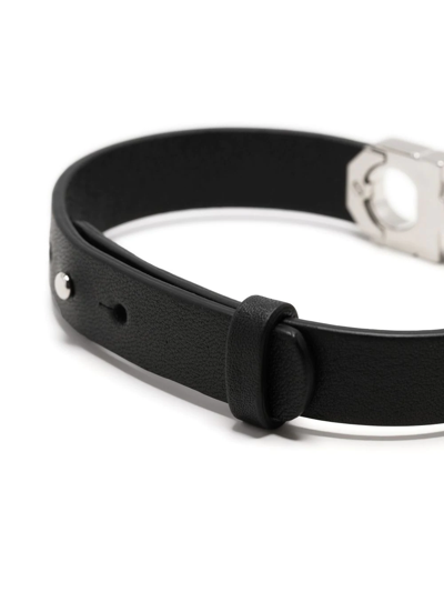 Shop Ferragamo Gancini-logo Leather Bracelet In Black