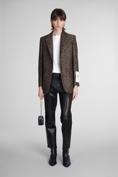 Golden Goose Golden Leather Cropped Flare Pants In Black