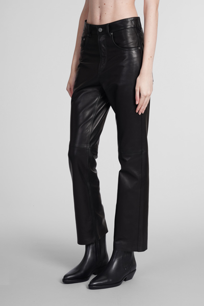 Golden Goose Golden Leather Cropped Flare Pants In Black