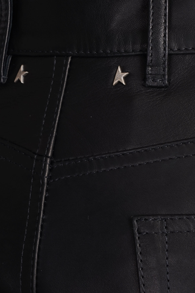 Golden Goose Golden Leather Cropped Flare Pants In Black