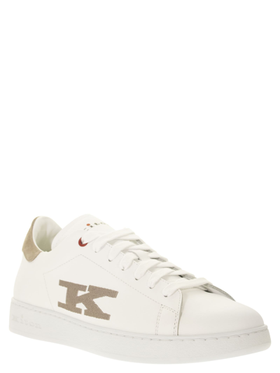 Kiton Embroidered-logo Low-top Sneakers In Black