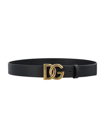 Shop Dolce & Gabbana Crossover Dg Logo Buckle In Black + Gold