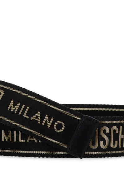 Shop Moschino Logo Belt In Fantasia Nero