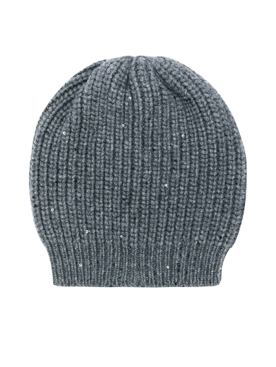 Brunello Cucinelli Ribbed Knit Beanie In Piombo