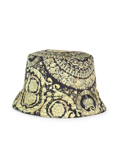 Shop Versace Other Hat Twill Poly Bio Barocco+jacquard Monogram In Black Gold