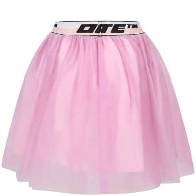Shop Off-white Lilac Skirt For Girl With Logos In Pink
