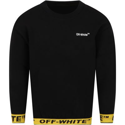 Shop Off-white Black Sweatshirt For Kids With Black Logo