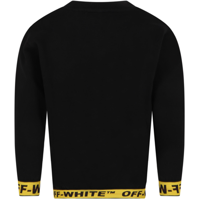 Shop Off-white Black Sweatshirt For Kids With Black Logo
