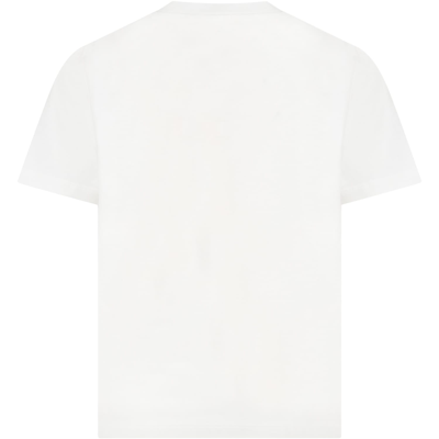 Shop Off-white White T-shirt For Kids With Mona Lisa And Logo