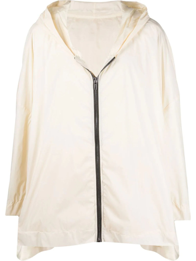 Shop Rick Owens White Hooded Coat In Panna