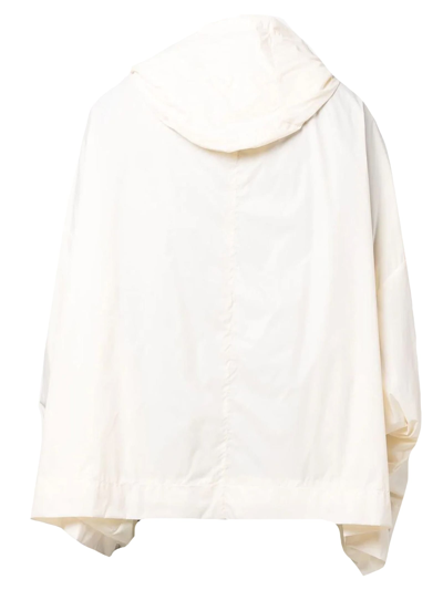 Shop Rick Owens White Hooded Coat In Panna
