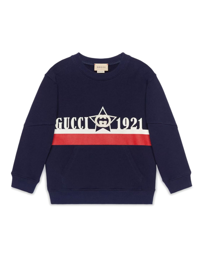 Shop Gucci Blue Cotton Sweatshirt