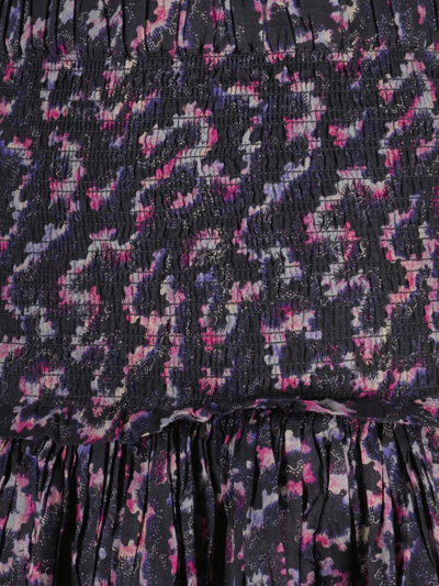 Shop Isabel Marant Étoile Black Cotton Floral Miniskirt In Fantasia