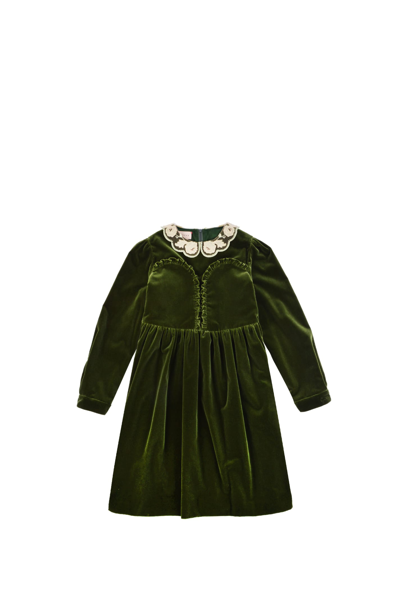 Shop Gucci Velvet Dress In Green