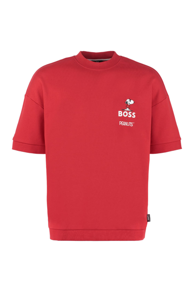 Shop Hugo Boss Boss X Peanuts - Short Sleeved Sweatshirt In Red
