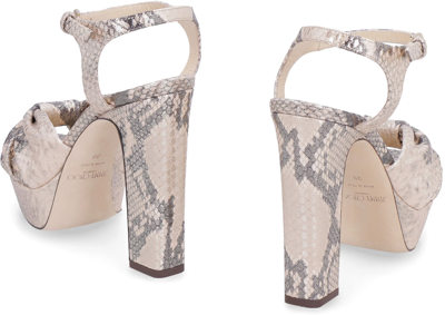 Shop Jimmy Choo Heloise Snakeskin Print Leather Sandals In Animalier