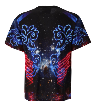 Shop Versace Jeans Couture Panel Galaxy Black T-shirt In Multicolor