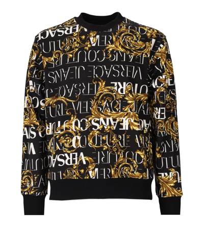 Shop Versace Jeans Couture Logo Baroque Black Gold Sweatshirt