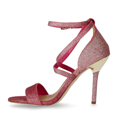Shop Michael Kors Astrid Crossover Strap Glitter Sandals In Fuchsia