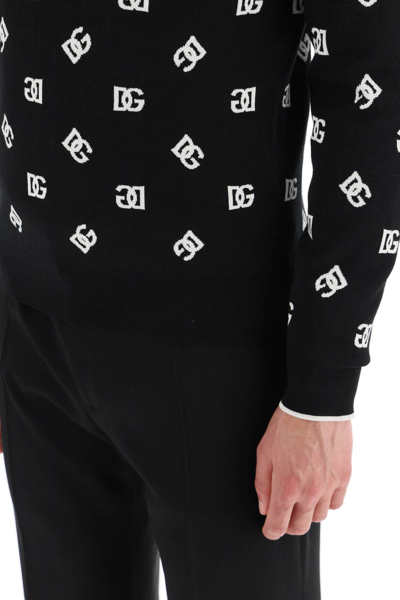 Shop Dolce & Gabbana Wool-silk Logo Sweater In White,black