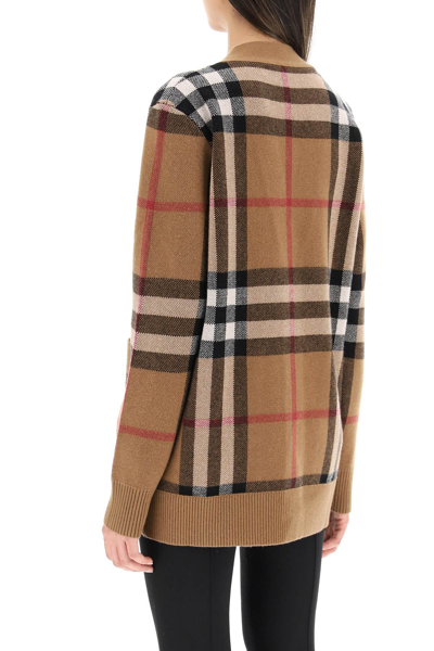 Shop Burberry Willah Tartan Wool And Cashmere Cardigan In Brown,black,red