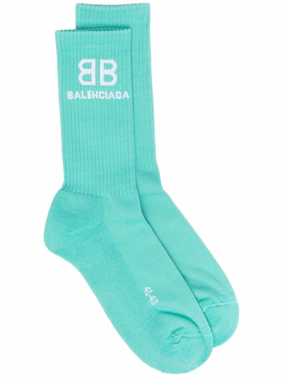 Shop Balenciaga Men's Green Cotton Socks