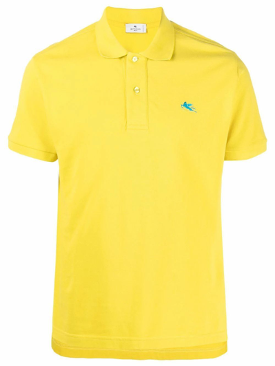 Shop Etro Men's Yellow Cotton Polo Shirt