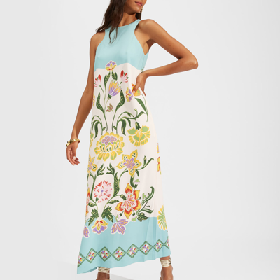 Shop La Doublej Racer Dress (placée) In Folk Flowers Azzurro Placée