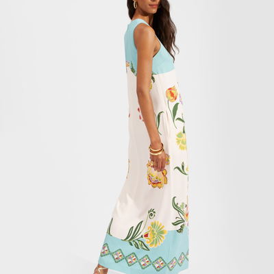 La Doublej Racer Floral Placed-print Maxi Dress In Folk Flowers Azzurro Placée