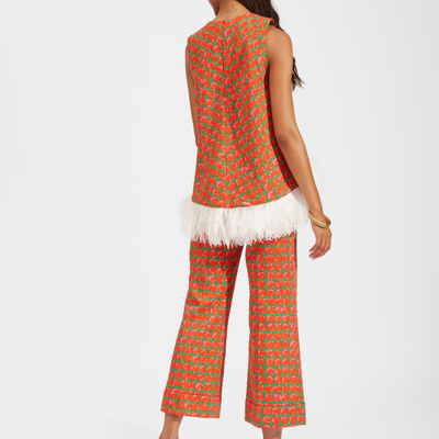 La Doublej La Scala Top (with Feathers) In Green Cherries