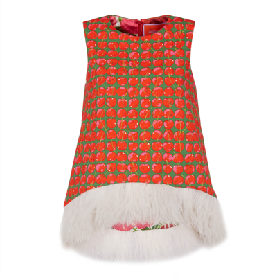 Shop La Doublej La Scala Top (with Feathers) In Green Cherries