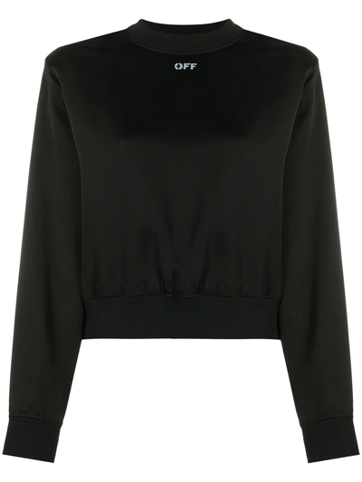 Shop Off-white Logo-print Cropped Sweatshirt In Black