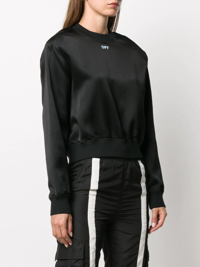 Shop Off-white Logo-print Cropped Sweatshirt In Black