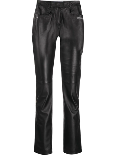 Shop Off-white Polished-finish Trousers In Black No Color