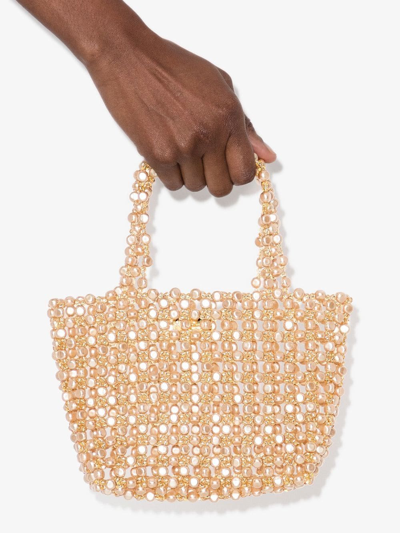 Shop Vanina Sable Nacré Beaded Tote Bag In Gold
