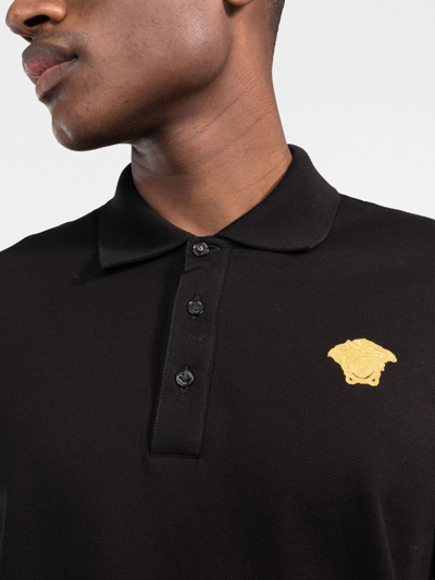 Shop Versace Medusa Head Motif Polo Shirt In Black
