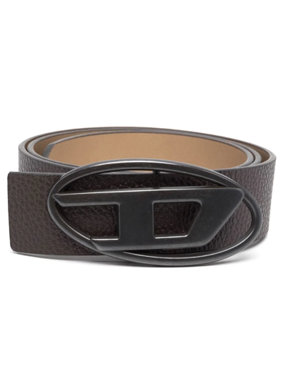 Shop Diesel 1dr Logo-buckle Leather Belt In Braun