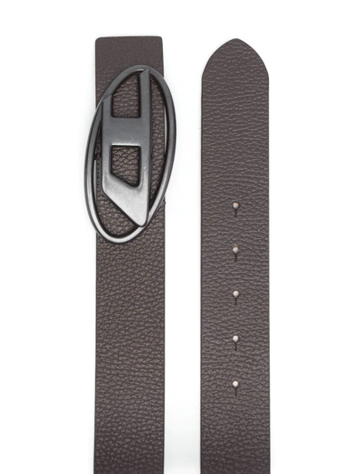 Shop Diesel 1dr Logo-buckle Leather Belt In Braun