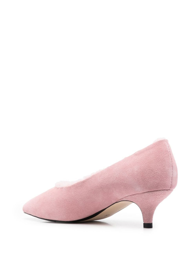 Shop Age Of Innocence Juliette Shearling Low-heel Pumps In Pink