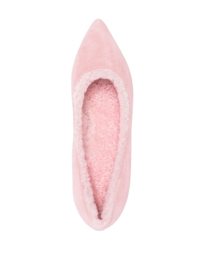 Age Of Innocence Juliette Shearling Low-heel Pumps In Pink