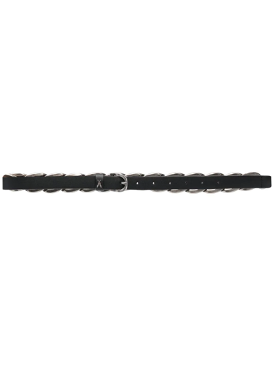 Shop Patrizia Pepe Chain-link Detail Leather Belt In Black