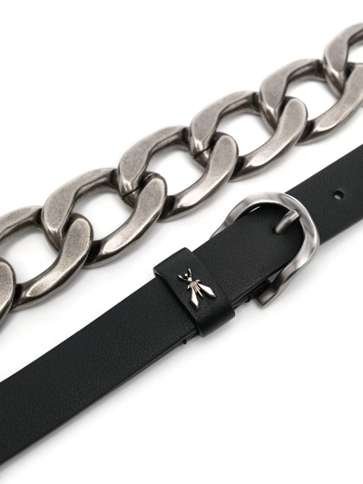 Shop Patrizia Pepe Chain-link Detail Leather Belt In Black