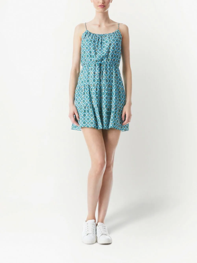 Shop Alice And Olivia Cheyla Geometric-print Mini Dress In Blau