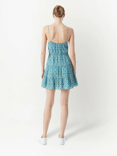 Shop Alice And Olivia Cheyla Geometric-print Mini Dress In Blau