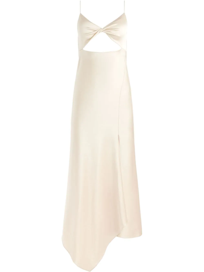 Alice And Olivia Harmony Cutout Asymmetric Midi Dress In Nude